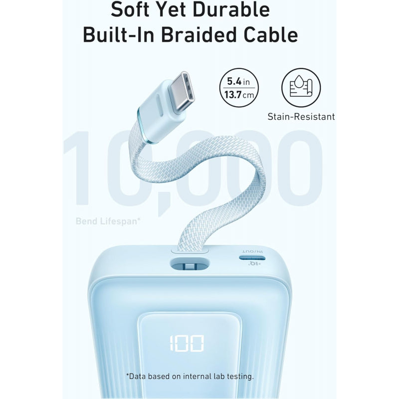 Baterie Externa Anker Zolo, 10000mAh, 30W, QC + PD, 1 x USB-A - 2 x USB-C, Albastra A1688031