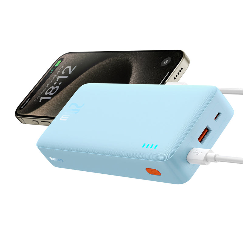 Baterie Externa Baseus Airpow, 20000mAh, 20W, QC + PD, 1 x USB-A - 1 x USB-C, Albastra P10022804313-00