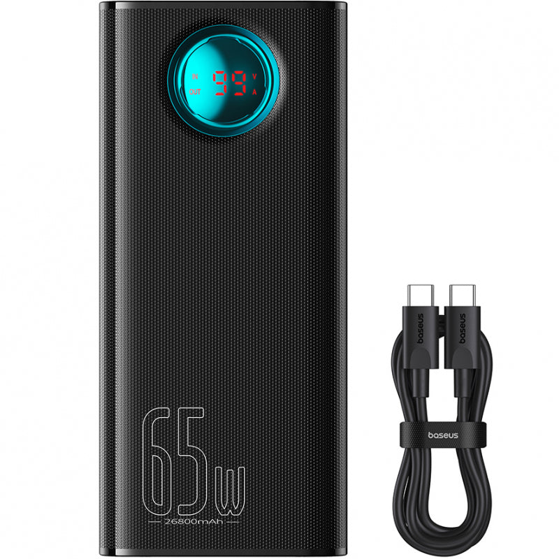 Baterie Externa Baseus Amblight Digital Display, 26800mAh, 65W, QC + PD, 1 x USB-C - 4 x USB-A, Neagra P10022402113-00