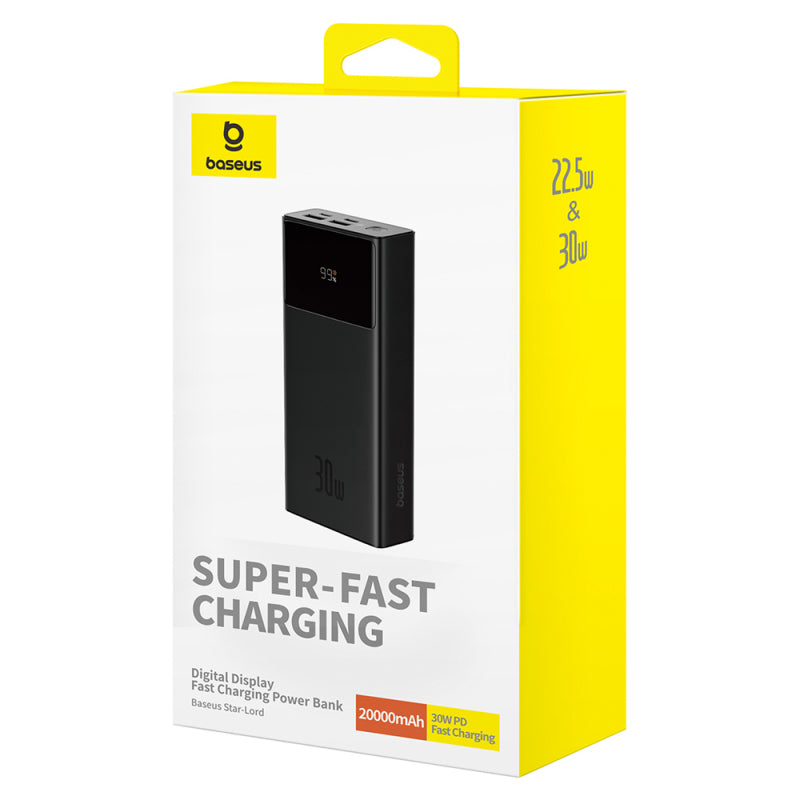 Baterie Externa Baseus Star Lord, 20000mAh, 30W, QC + PD, 1 x USB-C - 2 x USB-A, Neagra P10022904113-00