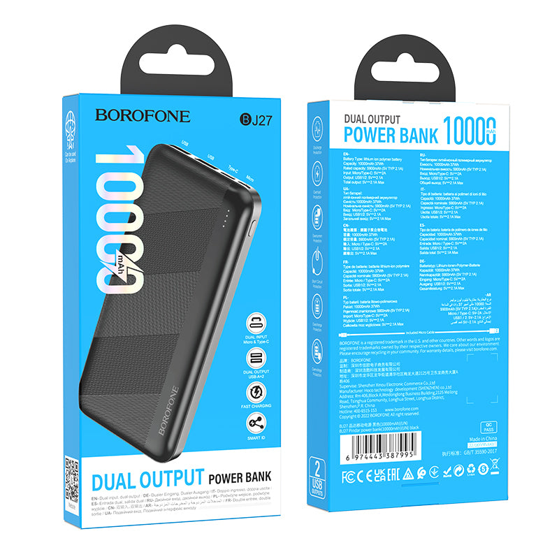 Baterie Externa Borofone BJ27 Pindar, 10000mAh, 10.5W, 2 x USB-A