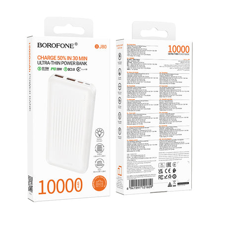 Baterie Externa Borofone BJ80A Clever, 10000mAh, 22.5W, QC + PD, 1 x USB-C - 2 x USB-