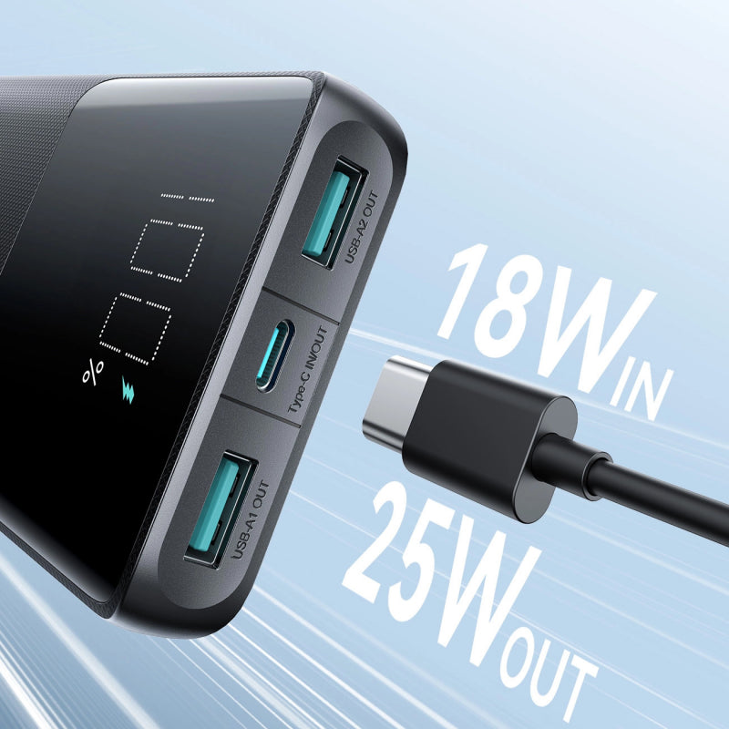 Baterie Externa Joyroom JR-PBF20, 10000mAh, 25W, QC + PD, 1 x USB-C - 2 x USB-A