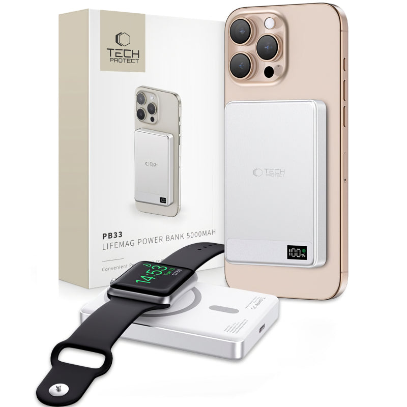 Baterie Externa Tech-Protect PB33 LifeMag, 5000mAh, 15W, FQI, 1 x QI - 1 x USB-C