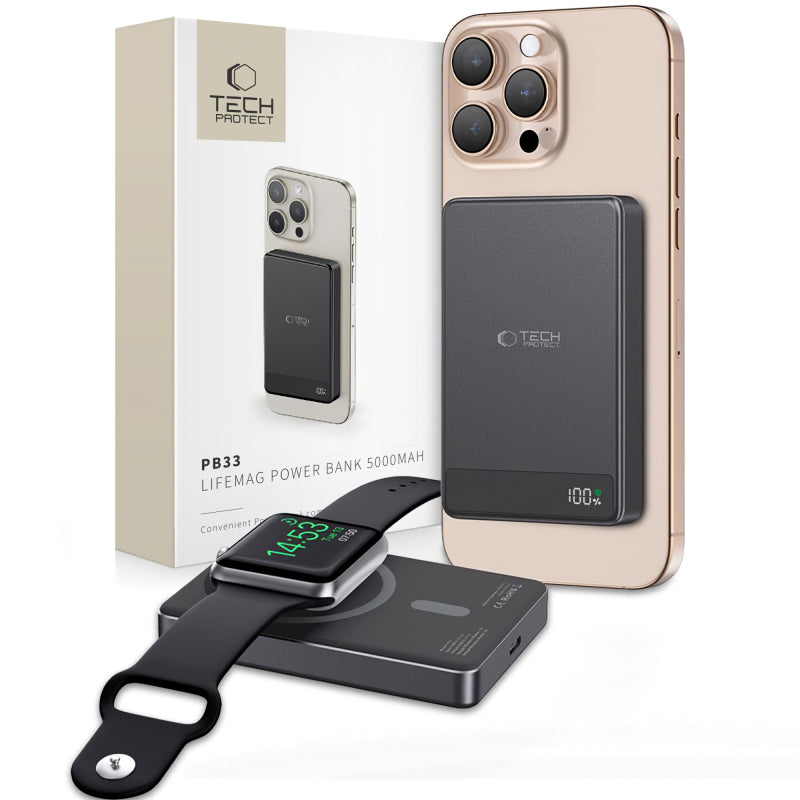 Baterie Externa Tech-Protect PB33 LifeMag, 5000mAh, 15W, FQI, 1 x QI - 1 x USB-C