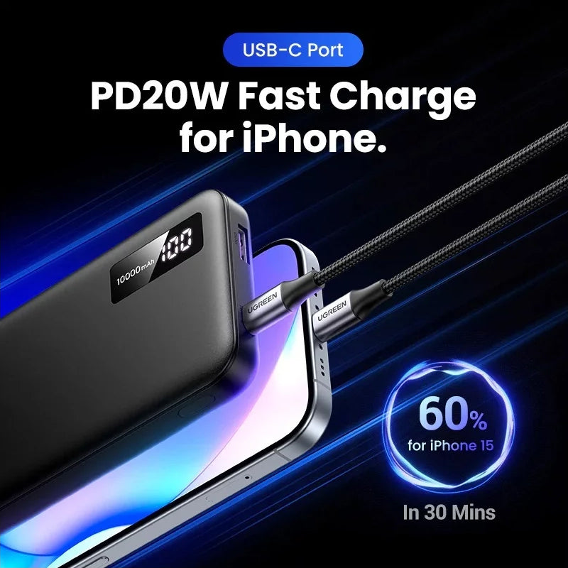 Baterie Externa UGREEN PB311, 10000mAh, 22.5W, QC + PD, 1 x USB-C - 2 x USB-A