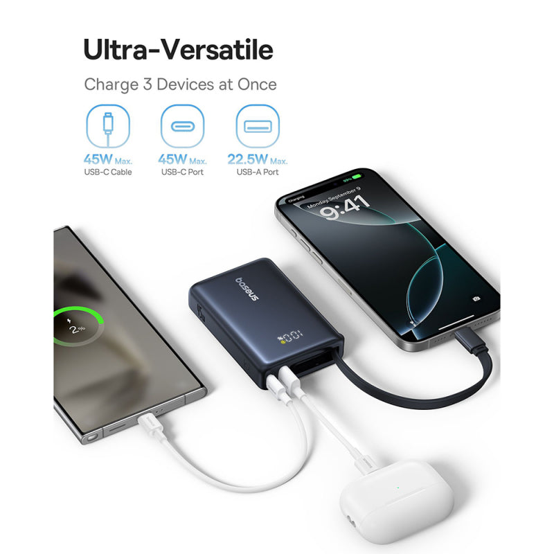 Baterie Externa Wireless Baseus PicoGo, 5000mAh, 20W, PD + FQI, 1 x QI - 1 x USB-C, Neagra P10076802123-00