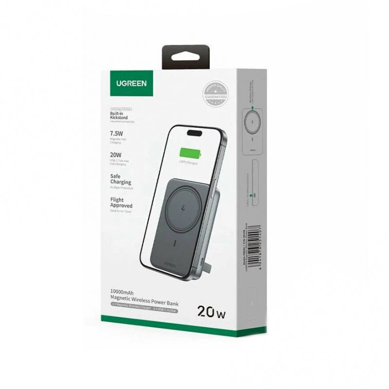 Baterie Externa Wireless UGREEN PB562, 10000mAh, 20W, PD + FQI, 1 x QI - 1 x USB-C