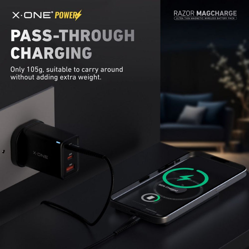 Baterie Externa Wireless X-One Razor Magcharge Ultraslim, 5000mAh, 15W, FQI, 1 x QI