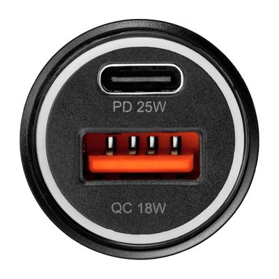 BLUE STAR încărcător auto 3A 25W Type C + USB A + cablu Type C la Lightning PD QC3.0 AFC PPS negru