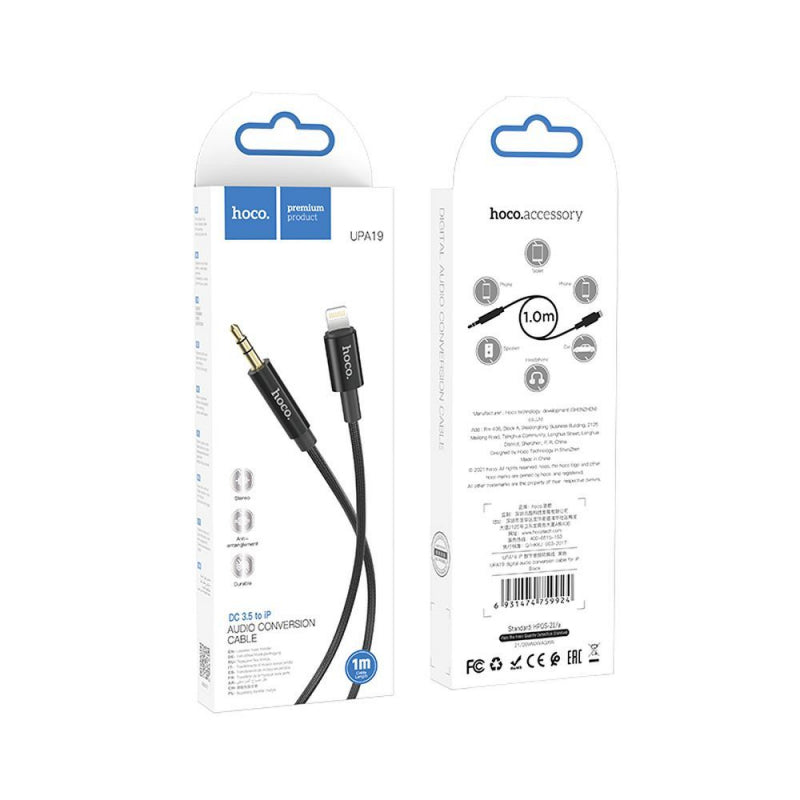 Cablu Audio 3.5mm - Lightning HOCO UPA19, 1m