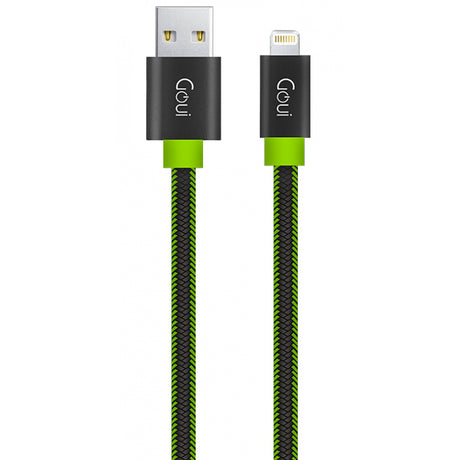 Cablu Date si Incarcare USB-A - Lightning Goui Fashion Flat, 18W, 1m, Verde G-LC8PINFBF-GK