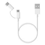 Cablu Date si Incarcare USB-A - USB-C / microUSB Xiaomi, 18W, 0.3m, Alb SJV4083TY