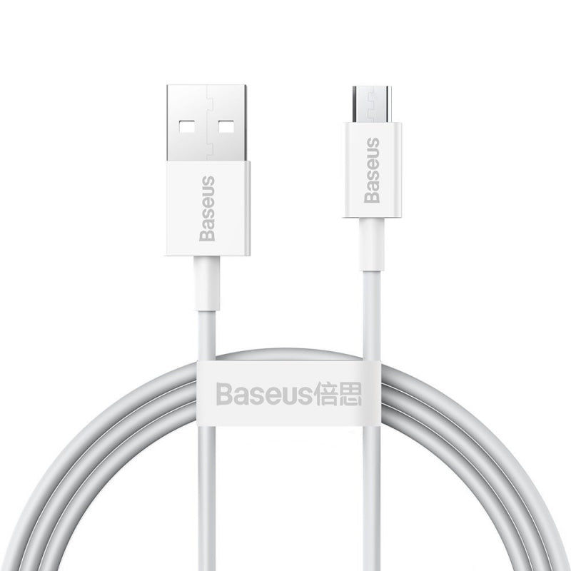 Cablu Date si Incarcare USB-A - microUSB Baseus Superior Series, 18W, 1m, Alb CAMYS-02