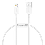 Cablu Date si Incarcare USB-A - Lightning Baseus Superior Series, 20W, 0.25m, Alb CALYS-02