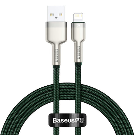 Cablu Date si Incarcare USB-A - Lightning Baseus Cafule Metal Series, 18W, 1m, Verde CALJK-A06