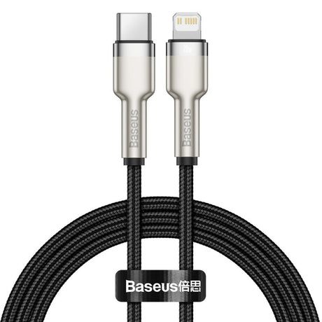 Cablu Date si Incarcare USB-C - Lightning Baseus Cafule Metal Series, 20W, 1m, Negru CATLJK-A01