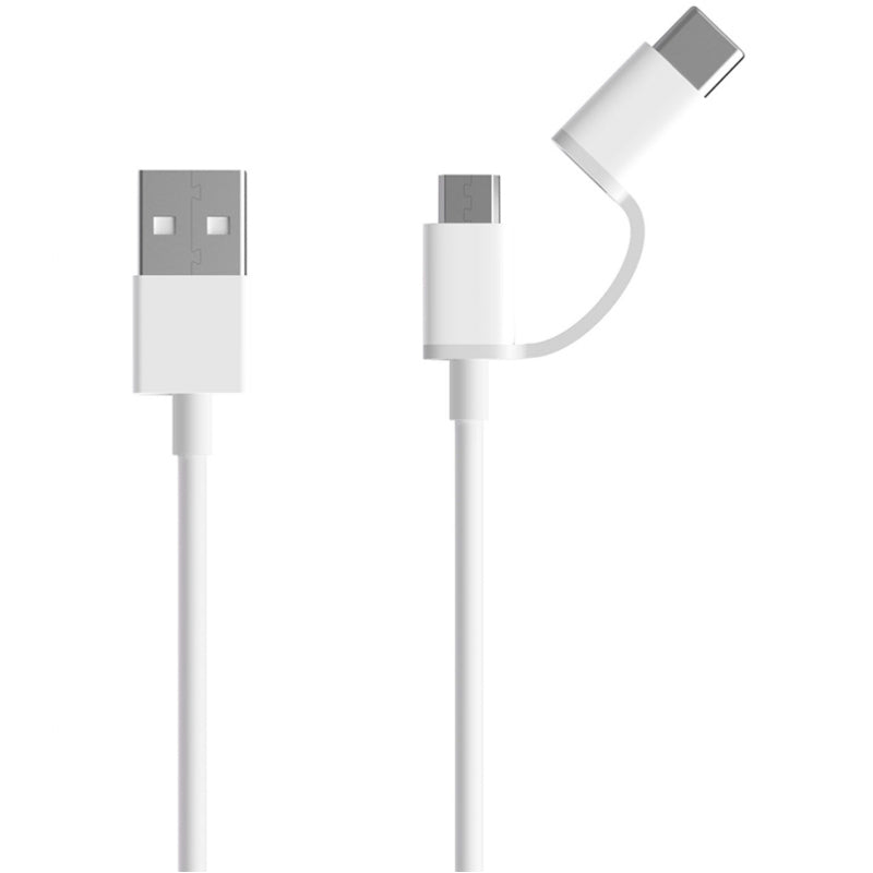 Cablu Date si Incarcare USB-A - microUSB / USB-C Xiaomi, 18W, 1m, Alb SJV4082TY