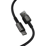 Cablu Date si Incarcare USB-A - USB-C Baseus Tungsten Gold, 100W, 2m, Negru CAWJ000101