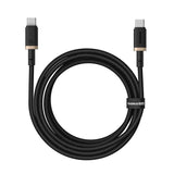 Cablu Date si Incarcare USB-C - USB-C Baseus Dura Series pentru MacBook, 100W, 2m, Auriu - Negru P10377803U01-02