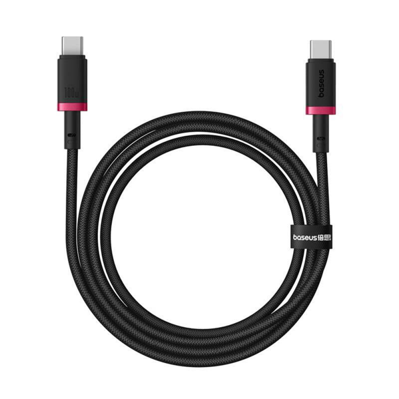 Cablu Date si Incarcare USB-C - USB-C Baseus Dura Series pentru MacBook, 100W, 2m, Negru - Rosu P10377803U01-03