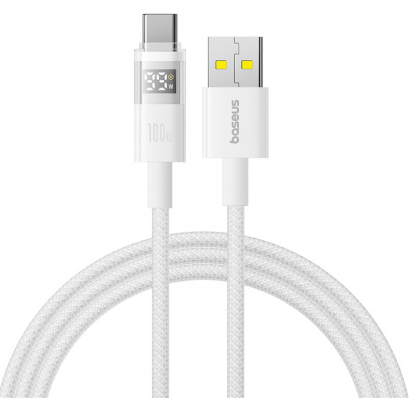 Cablu Date si Incarcare USB-A - USB-C Baseus Display 2, 100W, 1m, Alb P10382701211-00