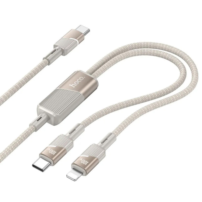 Cablu Date si Incarcare USB-C - Lightning / USB-C HOCO U139 2in1, 100W, 1.2m