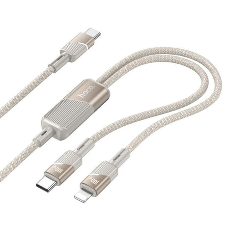 Cablu Date si Incarcare USB-C - Lightning / USB-C HOCO U139 2in1, 100W, 1.2m