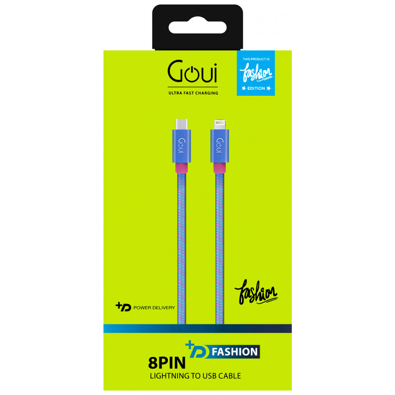 Cablu Date si Incarcare USB-C - Lightning Goui Fashion, 18W, 1m, Albastru G-FASHIONC94B