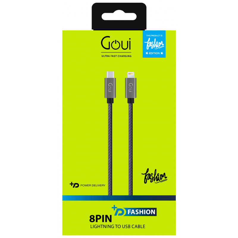 Cablu Date si Incarcare USB-C - Lightning Goui Fashion, 18W, 1m, Negru G-FASHIONC94BK