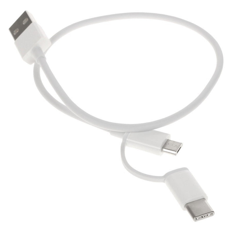 Cablu Date si Incarcare USB-A - USB-C / microUSB Xiaomi, 18W, 0.3m, Alb SJV4083TY