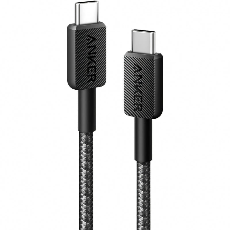 Cablu Date si Incarcare USB-C - USB-C Anker 322, 60W, 1.8m, Negru A81F6G11