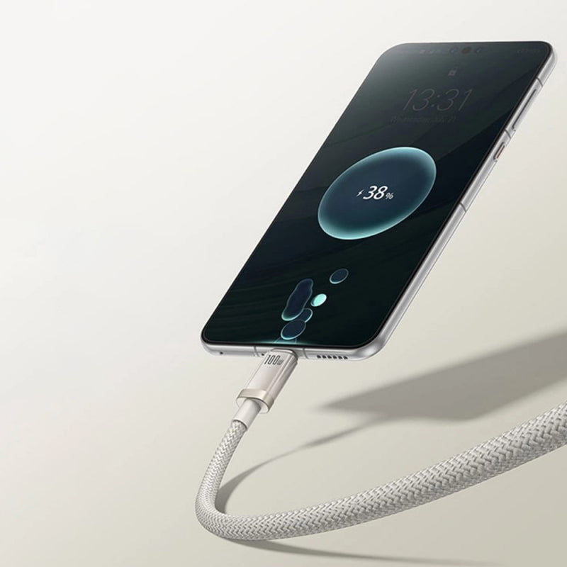 Cablu Date si Incarcare USB-A - USB-C Baseus Titanium, 100W, 2m, Argintiu P10378102G21-02
