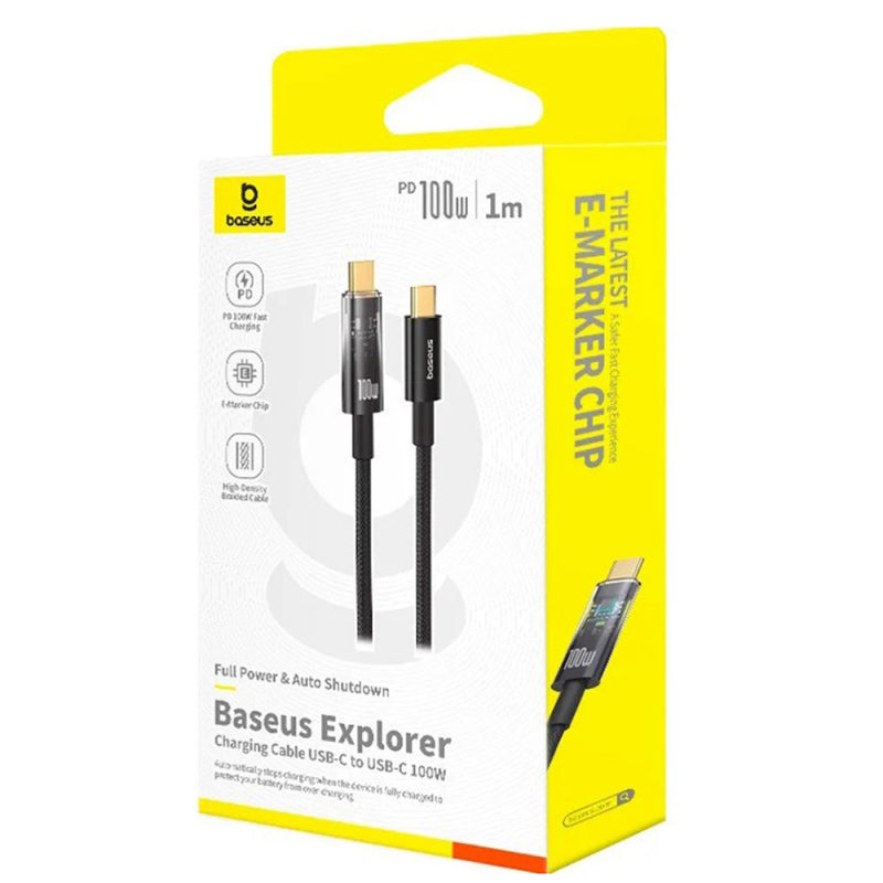 Cablu Date si Incarcare USB-C - USB-C Baseus Explorer, 100W, 1m, Negru P10319703111-00