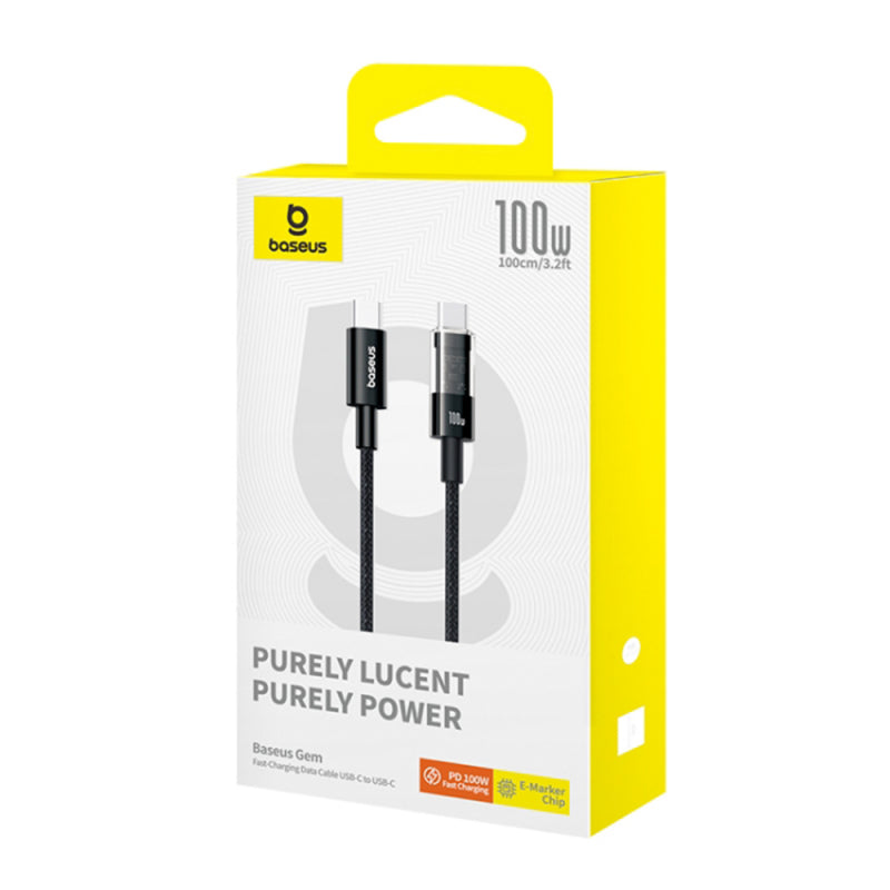 Cablu Date si Incarcare USB-C - USB-C Baseus Gem, 100W, 1m, Negru P10373000111-00
