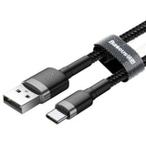 Cablu Date si Incarcare USB-A - USB-C Baseus Cafule, 18W, 1m, Gri CATKLF-BG1