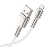 Cablu Date si Incarcare USB-A - Lightning Baseus Cafule Metal Series, 18W, 1m, Alb CALJK-A02