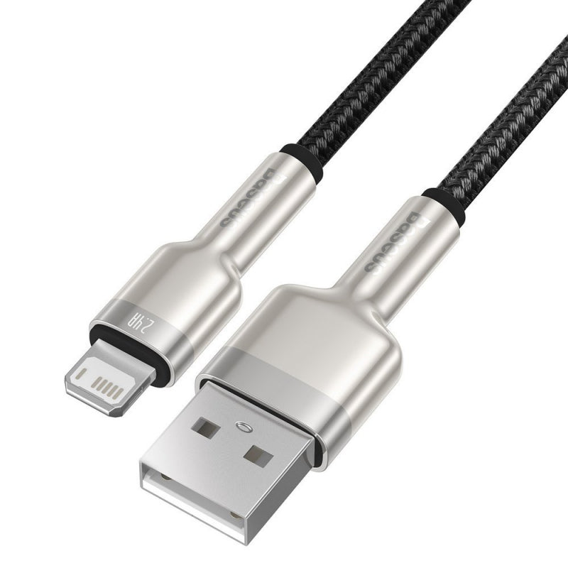 Cablu Date si Incarcare USB-A - Lightning Baseus Cafule Metal Series, 18W, 0.25m, Negru CALJK-01