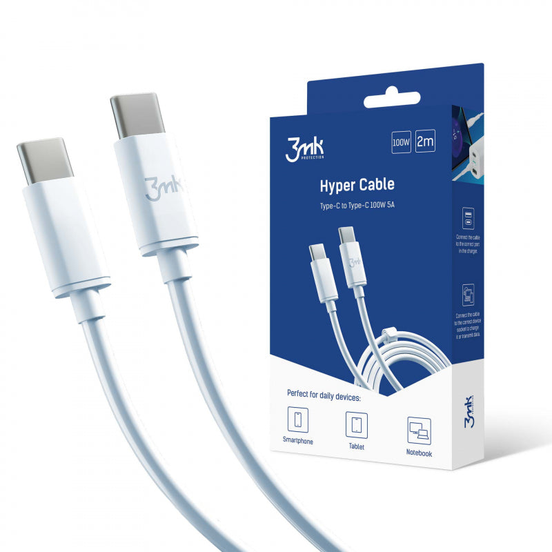 Cablu Date si Incarcare USB-C - USB-C 3MK Hyper, 100W, 2m