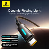 Cablu Date si Incarcare USB-A - USB-C Baseus Lit Button Control, 100W, 2m, Negru P10379002121-01