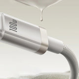 Cablu Date si Incarcare USB-A - USB-C Baseus Titanium, 100W, 2m, Argintiu P10378102G21-02