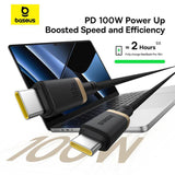 Cablu Date si Incarcare USB-C - USB-C Baseus Dura Series pentru MacBook, 100W, 2m, Auriu - Negru P10377803U01-02