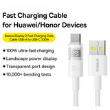 Cablu Date si Incarcare USB-A - USB-C Baseus Display 2, 100W, 2m, Alb P10382701211-01