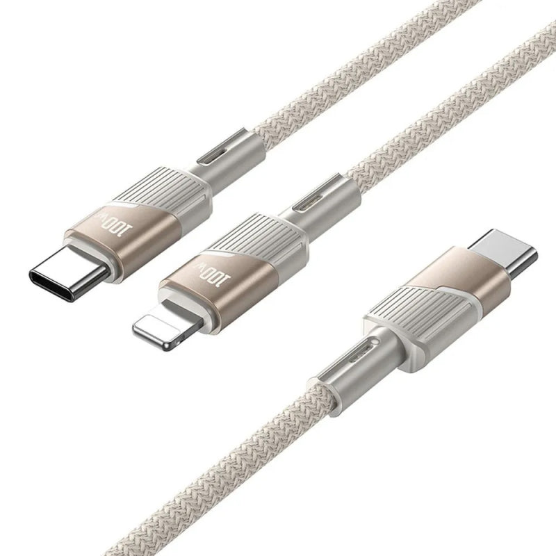 Cablu Date si Incarcare USB-C - Lightning / USB-C HOCO U139 2in1, 100W, 1.2m