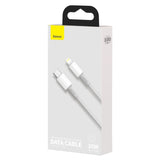 Cablu Date si Incarcare USB-C - Lightning Baseus High Density Braided, 20W, 2m, Alb CATLGD-A02