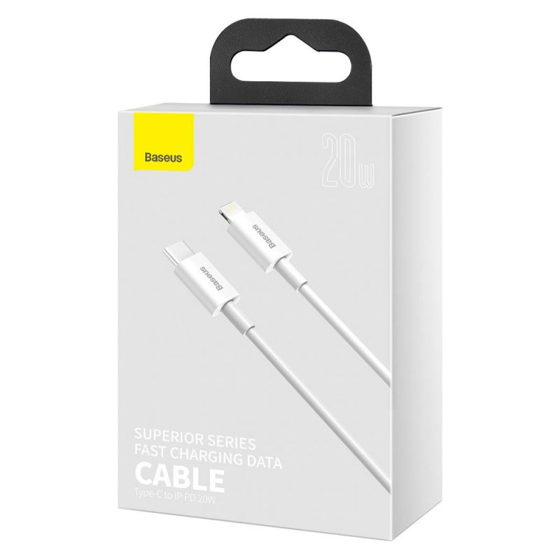 Cablu Date si Incarcare USB-C - Lightning Baseus Superior Series, 20W, 1m, Alb CATLYS-A02