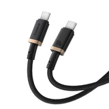 Cablu Date si Incarcare USB-C - USB-C Baseus Dura Series pentru MacBook, 100W, 2m, Auriu - Negru P10377803U01-02