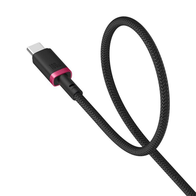 Cablu Date si Incarcare USB-C - USB-C Baseus Dura Series pentru MacBook, 100W, 2m, Negru - Rosu P10377803U01-03