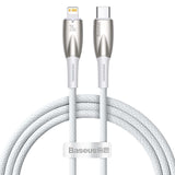 Cablu Date si Incarcare USB-C - Lightning Baseus Glimmer Series, 20W, 1m, Alb CADH000002