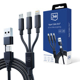 Cablu Incarcare USB-A / USB-C - Lightning / microUSB / USB-C 3MK Hyper, 12W, 1.5m